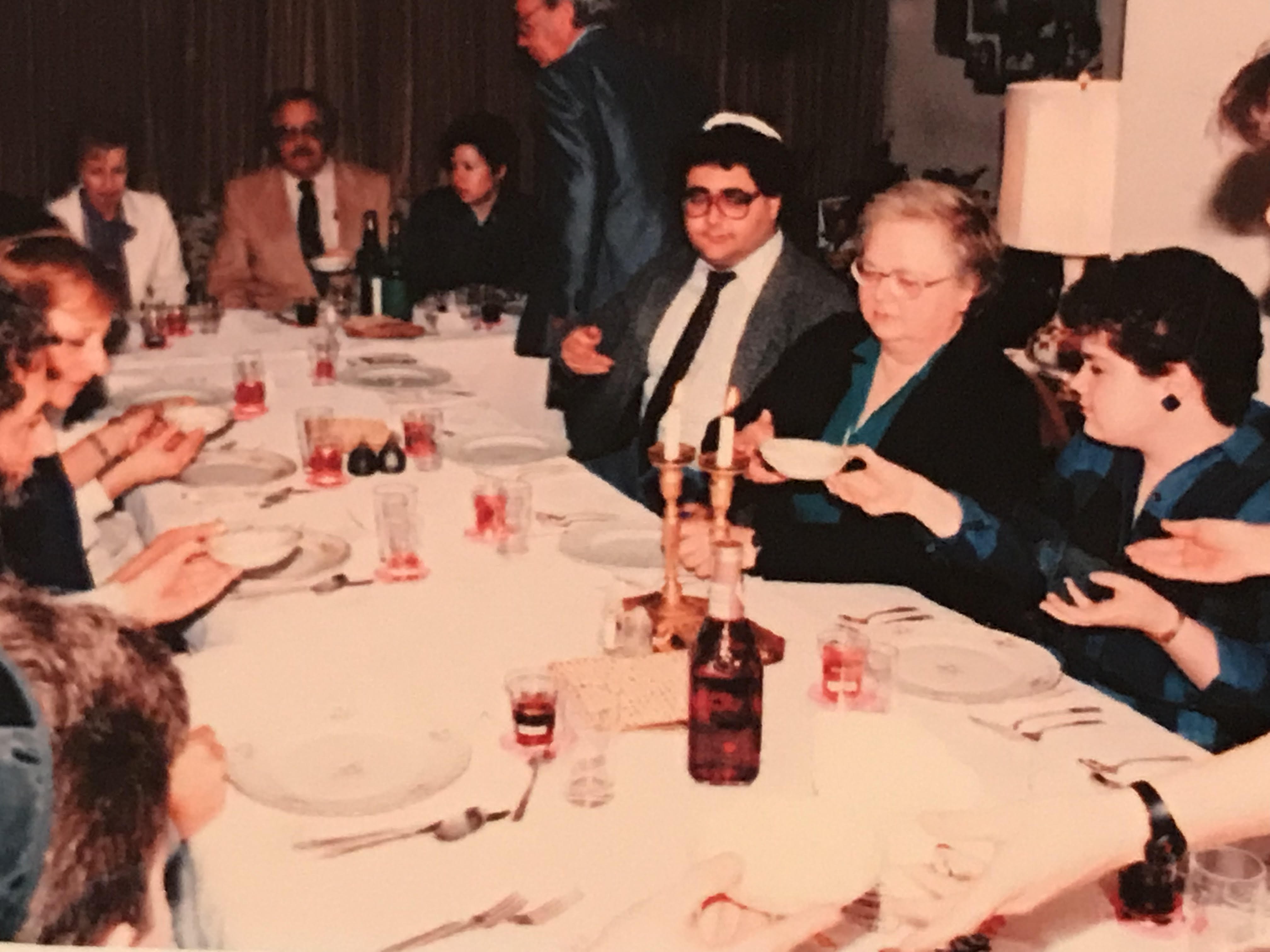 Family Dinner with Shabbat Candlestick at Home